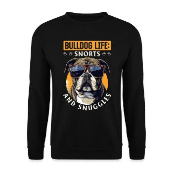 Bouledogue anglais britannique Bulldog Life renifle - Sweat-shirt Unisexe - noir - Devant - Alina (178cm) & Michal (187cm)