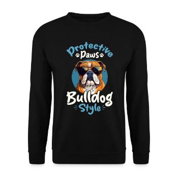 Anglais britannique Bulldog amant Paws Bulldog Style - Sweat-shirt Unisexe - noir - Devant - Alina (178cm) & Michal (187cm)