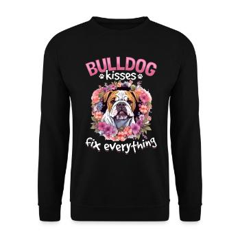 Bouledogue anglais britannique amour baisers Réparez tout - Sweat-shirt Unisexe - noir - Devant - Alina (178cm) & Michal (187cm)