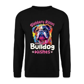 Bouledogue anglais britannique - baisers baveux - Sweat-shirt Unisexe - noir - Devant - Alina (178cm) & Michal (187cm)