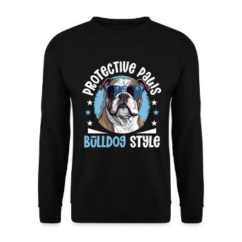 Anglais britannique Bulldog amant Paws Bulldog Style - Sweat-shirt Unisexe - noir - Devant - Alina (178cm) & Michal (187cm)