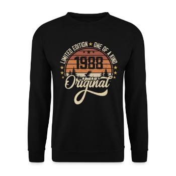 1988 Vintage Jahrgang Retro Geburtstag Geschenk - Unisex Pullover - Schwarz - Vorne - Alina (178cm) & Michal (187cm)