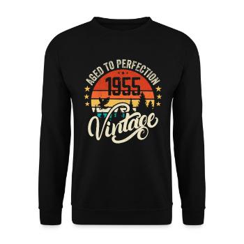 1955 Vintage - Birthday Gift 1955 Retro 1955 - Unisex Sweatshirt - black - Front - Alina (178cm) & Michal (187cm)