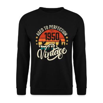 1950 Vintage - Geburtstagsgeschenk 1950 Retro 1950 - Unisex Pullover - Schwarz - Vorne - Alina (178cm) & Michal (187cm)