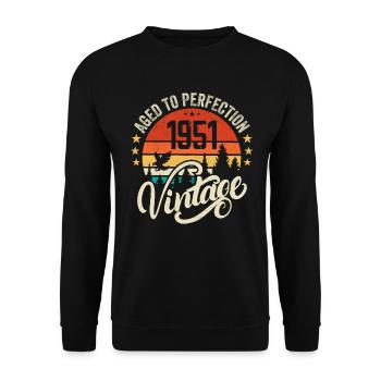 1951 Vintage - Geburtstagsgeschenk 1951 Retro 1951 - Unisex Pullover - Schwarz - Vorne - Alina (178cm) & Michal (187cm)