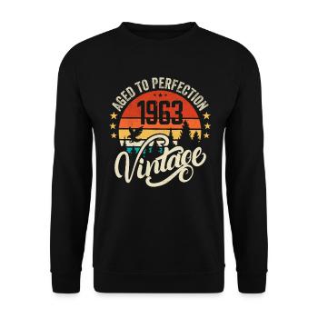 1963 Vintage - Geburtstagsgeschenk 1963 Retro 1963 - Unisex Pullover - Schwarz - Vorne - Alina (178cm) & Michal (187cm)