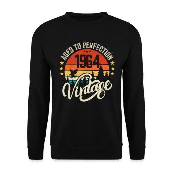 1964 Vintage - Geburtstagsgeschenk 1964 Retro 1964 - Unisex Pullover - Schwarz - Vorne - Alina (178cm) & Michal (187cm)