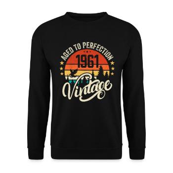 1961 Vintage - cadeau d’anniversaire 1961 rétro 1961 - Sweat-shirt Unisexe - noir - Devant - Alina (178cm) & Michal (187cm)