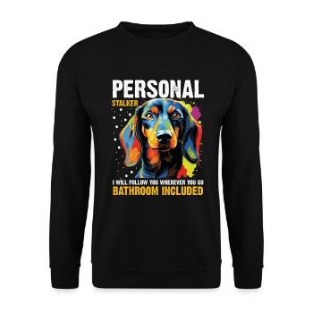 Dachshund wiener sausage dog Personal stalker - Unisex Sweatshirt - black - Front - Alina (178cm) & Michal (187cm)