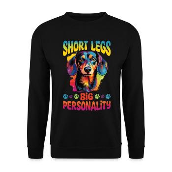 Dachshund wiener sausage dog Short legs - Unisex Sweatshirt - black - Front - Alina (178cm) & Michal (187cm)