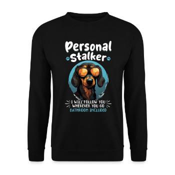 Dachshund wiener sausage dog Personal stalker - Unisex Sweatshirt - black - Front - Alina (178cm) & Michal (187cm)