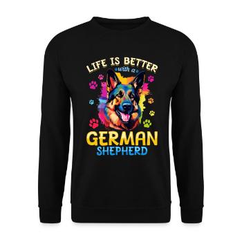 La vie d’un chien de compagnie est meilleure avec un berger allemand - Sweat-shirt Unisexe - noir - Devant - Alina (178cm) & Michal (187cm)