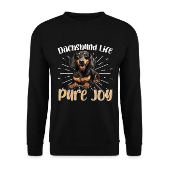 Dachshund badger wiener sausage dog life pure joy - Unisex Sweatshirt - black - Front - Alina (178cm) & Michal (187cm)