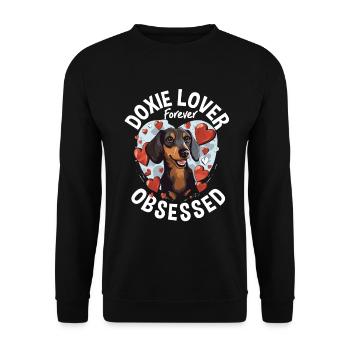 Dachshund wiener Doxie lover forever obsessed - Unisex Pullover - Schwarz - Vorne - Alina (178cm) & Michal (187cm)
