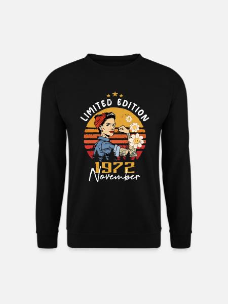 Novembre Vintage 1972 Né Anniversaire Femmes - Sweat-shirt Unisexe - noir