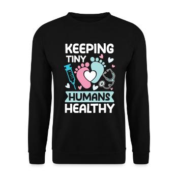 Kinderkrankenschwester Kinderkrankenpfegerin - Unisex Pullover - Schwarz - Vorne - Alina (178cm) & Michal (187cm)