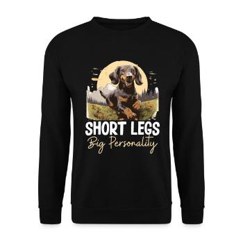 Saucisse saucisse teckel chien Jambes courtes - Sweat-shirt Unisexe - noir - Devant - Alina (178cm) & Michal (187cm)