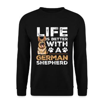 Dog Breed Life Is Better With A German Shepherd - Unisex Sweatshirt - black - Front - Alina (178cm) & Michal (187cm)
