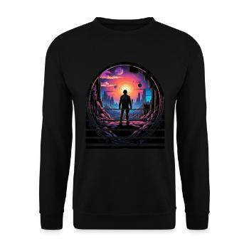 Astronaut New Planet World für einen Kinder und - Unisex Pullover - Schwarz - Vorne - Alina (178cm) & Michal (187cm)
