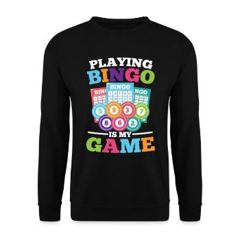 Playing Bingo Is My Game für einen Bingo Spieler - Unisex Pullover - Schwarz - Vorne - Alina (178cm) & Michal (187cm)