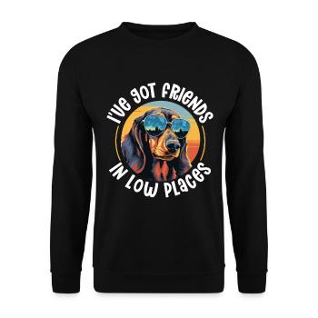 Saucisse saucisse teckel chien J’ai des amis - Sweat-shirt Unisexe - noir - Devant - Alina (178cm) & Michal (187cm)