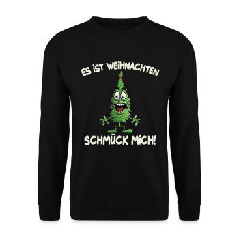 Es ist Weihnachten Schmück mich - Unisex Pullover - Schwarz - Vorne - Alina (178cm) & Michal (187cm)