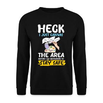 I Just Canvas The Area - Unisex Pullover - Schwarz - Vorne - Alina (178cm) & Michal (187cm)