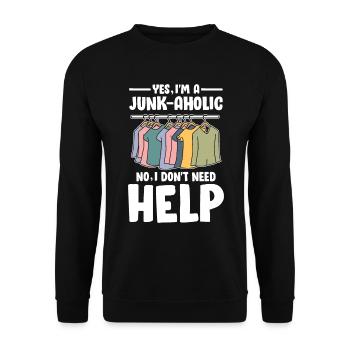 Yes I'm Junk-Ahoic No I Don't Need Help für - Unisex Pullover - Schwarz - Vorne - Alina (178cm) & Michal (187cm)