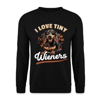 Dachshund wiener sausage dog I Love tiny Wieners - Unisex Sweatshirt - black - Front - Alina (178cm) & Michal (187cm)