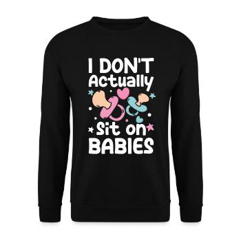 Lustige Tagesmutter Babysitter - Unisex Pullover - Schwarz - Vorne - Alina (178cm) & Michal (187cm)