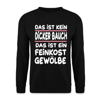 Kein dicker Bauch das ist ein Feinkost Gewölbe - Unisex Pullover - Schwarz - Vorne - Alina (178cm) & Michal (187cm)