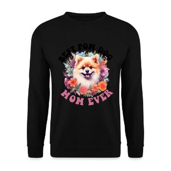 Pomeranian Pom Dog Pom-Pom - Best Pom Dog Mom ever - Unisex Pullover - Schwarz - Vorne - Alina (178cm) & Michal (187cm)