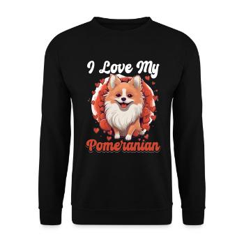 Pomeranian Pom Dog Pom-Pom - I Love my Pomeranian - Unisex Sweatshirt - black - Front - Alina (178cm) & Michal (187cm)