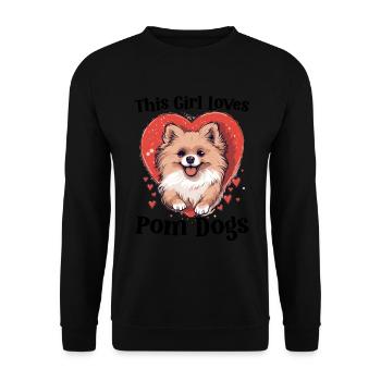 Pomeranian Pom-Pom - This Girl loves Pom Dogs - Unisex Pullover - Schwarz - Vorne - Alina (178cm) & Michal (187cm)