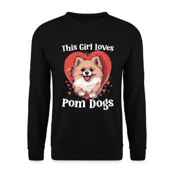 Pomeranian Pom-Pom - This Girl loves Pom Dogs - Unisex Pullover - Schwarz - Vorne - Alina (178cm) & Michal (187cm)