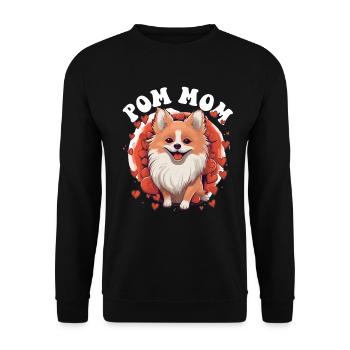 Poméranie Pom Chien Pom-Pom - Pom Mom - Sweat-shirt Unisexe - noir - Devant - Alina (178cm) & Michal (187cm)