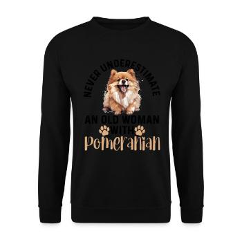 Pomeranian Pom Dog Pom-Pom Never Underestimate An - Unisex Pullover - Schwarz - Vorne - Alina (178cm) & Michal (187cm)