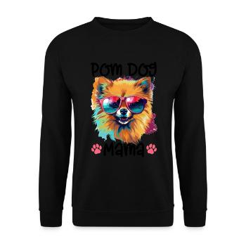 Poméranie Pom Dog Pom-Pom - Pom Dog Mama - Sweat-shirt Unisexe - noir - Devant - Alina (178cm) & Michal (187cm)