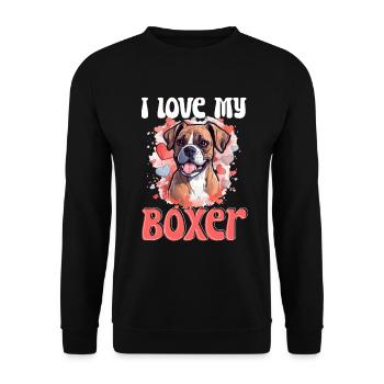 Boxer chien race animal de compagnie - J’aime mon boxer - Sweat-shirt Unisexe - noir - Devant - Alina (178cm) & Michal (187cm)