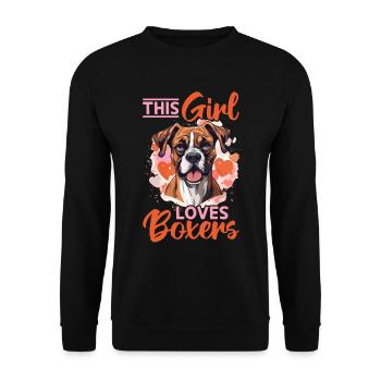 Boxer chien race animal de compagnie - cette fille aime les boxers - Sweat-shirt Unisexe - noir - Devant - Alina (178cm) & Michal (187cm)