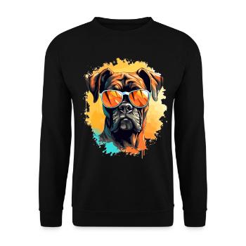 Boxer chien de race animal de compagnie avec lunettes de soleil - Sweat-shirt Unisexe - noir - Devant - Alina (178cm) & Michal (187cm)