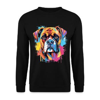Boxer Dog Breed Pet - Pop Art Colorful - Unisex Sweatshirt - black - Front - Alina (178cm) & Michal (187cm)