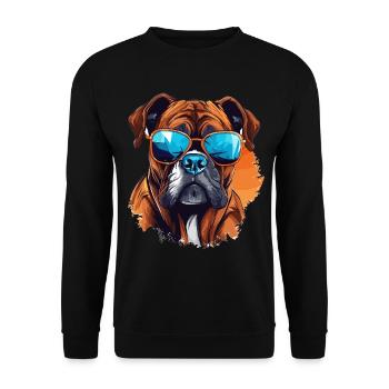 Boxer chien de race animal de compagnie avec lunettes de soleil - Sweat-shirt Unisexe - noir - Devant - Alina (178cm) & Michal (187cm)