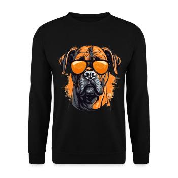 Boxer chien de race animal de compagnie avec lunettes de soleil - Sweat-shirt Unisexe - noir - Devant - Alina (178cm) & Michal (187cm)
