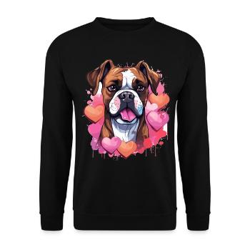 Boxer Dog Breed Pet - Cute Graphic with hearts - Unisex Sweatshirt - black - Front - Alina (178cm) & Michal (187cm)