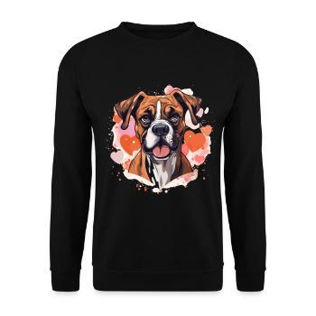 Boxer Dog Breed Pet - Cute Graphic with hearts - Unisex Sweatshirt - black - Front - Alina (178cm) & Michal (187cm)