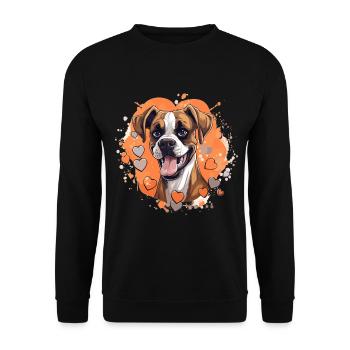 Boxer Dog Breed Pet - Cute Graphic with hearts - Unisex Sweatshirt - black - Front - Alina (178cm) & Michal (187cm)