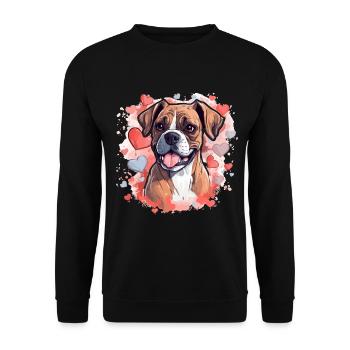 Boxer Dog Breed Pet - Cute Graphic with hearts - Unisex Sweatshirt - black - Front - Alina (178cm) & Michal (187cm)