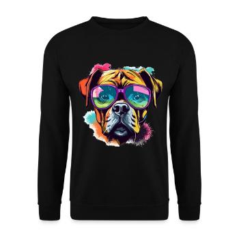 Boxer Dog Breed Pet Sunglasses Pop Art Colorful - Unisex Sweatshirt - black - Front - Alina (178cm) & Michal (187cm)