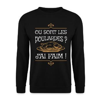 Ou sont les poulardes ? J'ai faim ! Les visiteurs - Sweat-shirt Unisexe - noir - Devant - Alina (178cm) & Michal (187cm)